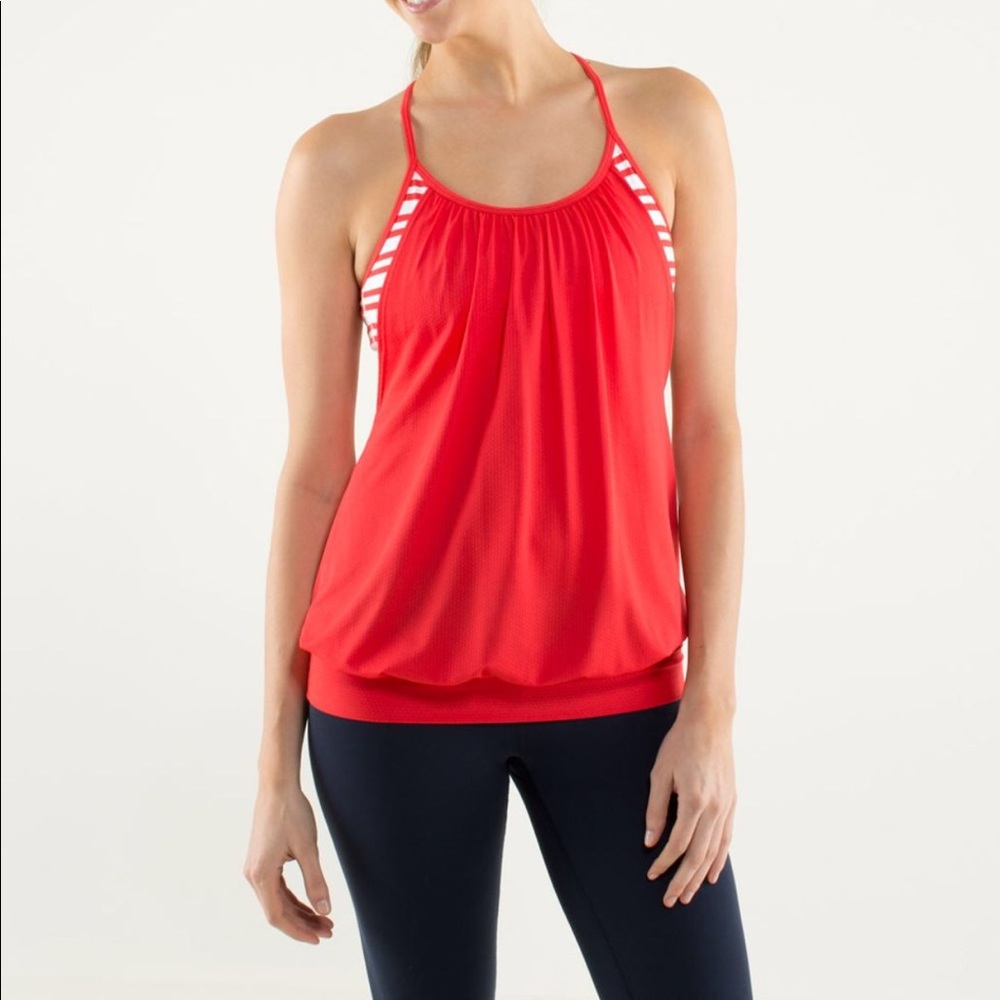 Lululemon NO Limits tank in Red white stripe